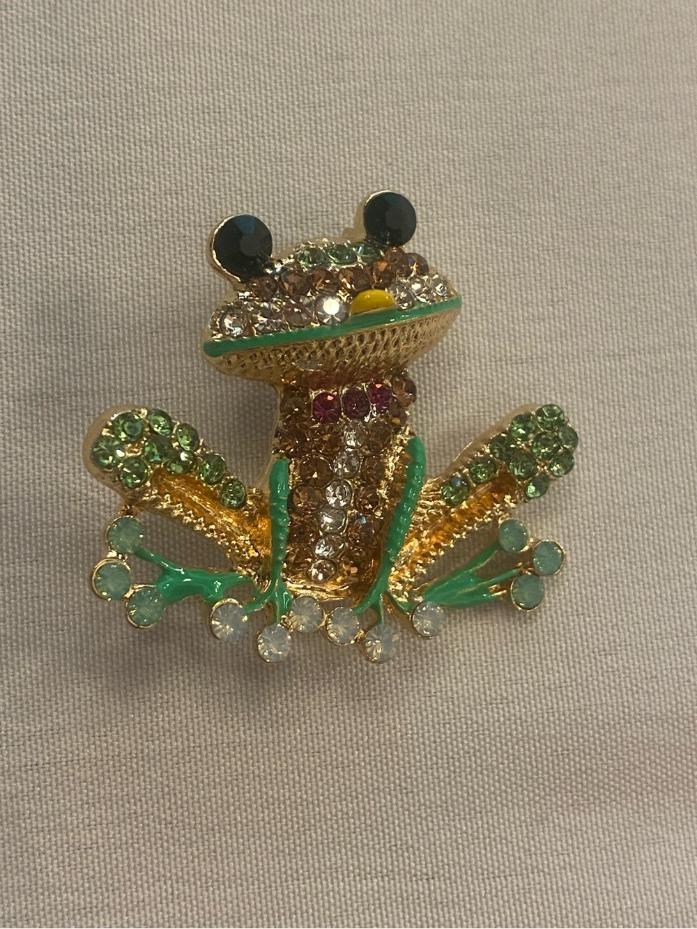 Brooch Frog Gold Green Crystal Pin Brooch NEW